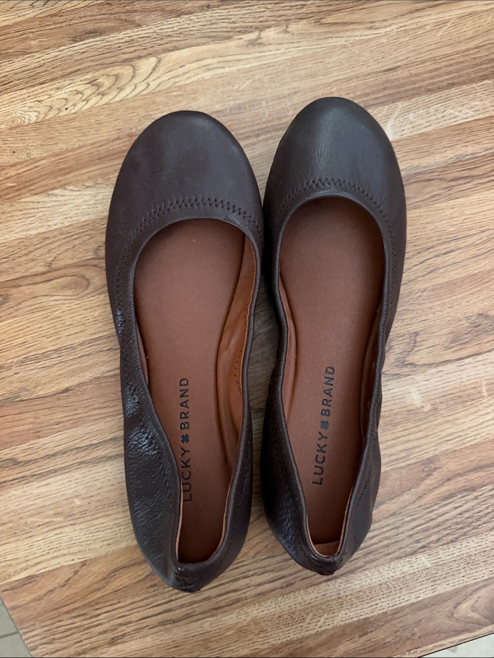 Lucky Brand Brown Leather Slip-On Ballet Flats